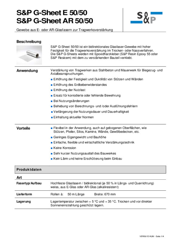 Technisches Datenblatt Sto S&P G-Sheet E 50/50 - Sto S&P G-Sheet AR 50/50