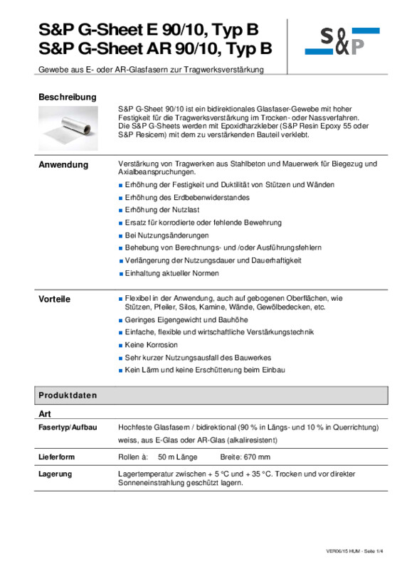 Technisches Datenblatt Sto S&P G-Sheet E 90/10 B - Sto S&P G-Sheet AR 90/10 B