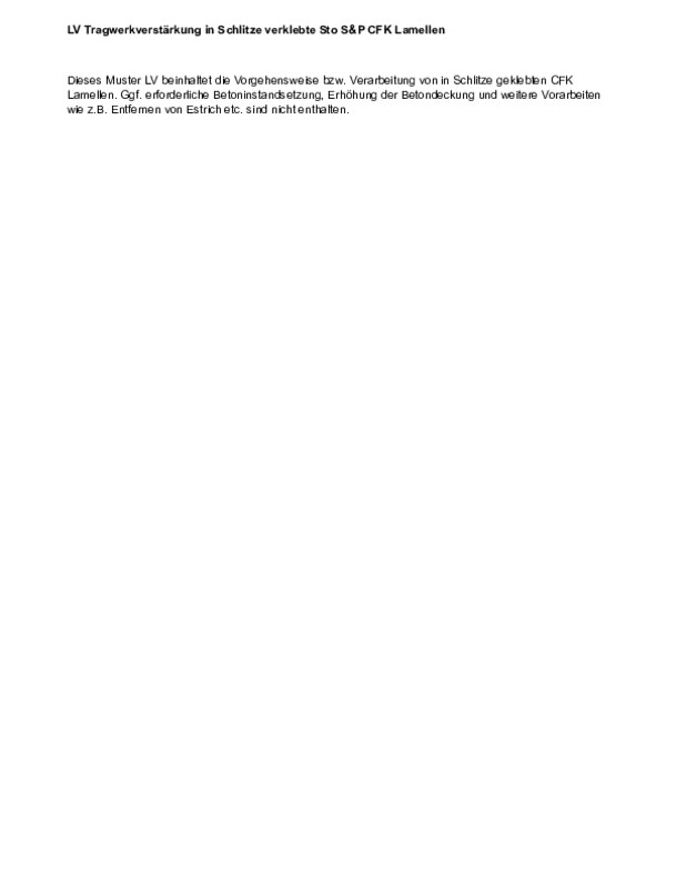 Ausschreibungstext Sto S&P CFK Lamelle (Schlitzlamelle)