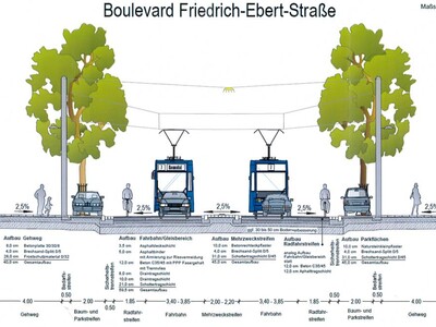 Friedrich-Ebert-Straße, mit S&P Glasphalt® G verstärkt